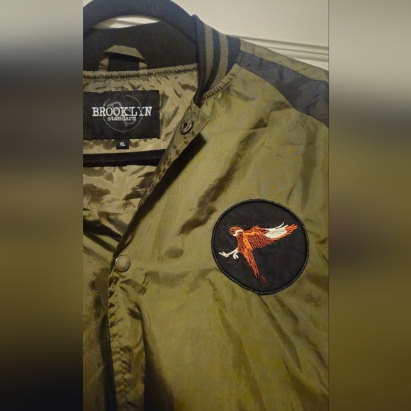 Men's Bomber Jacket with Embroidered Patch - Picture 2 of 4